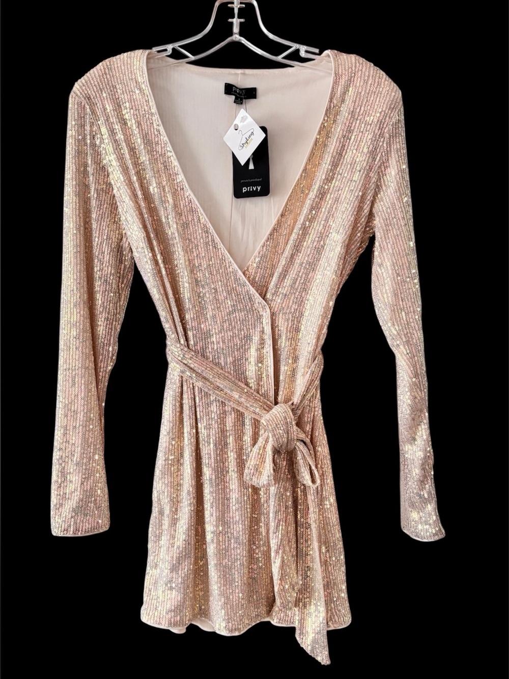 Privy Hollywood Nights Sequined Wrap Dress Size Small